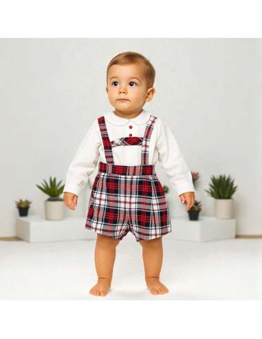 25368 Conjunto Niño Tirantes Tartán Marca  Baby...