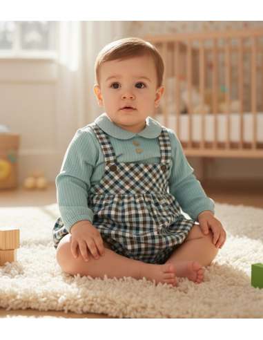 25352 Gingham jumpsuit set Brand Babyferr