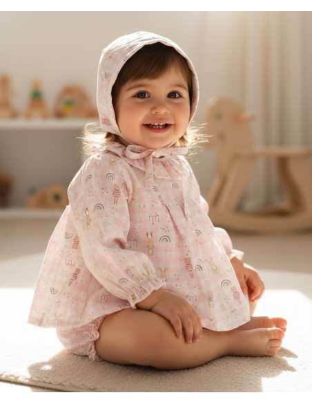 25401 Chambrita con Gorrito y Braga Animalitos