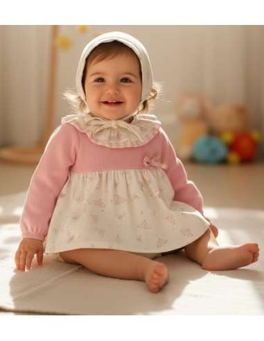 25407 Pink Cardigan with Hat and Trousers