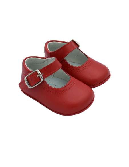 PEUQUE DE BEBÉ EN PIEL 712C ROJO