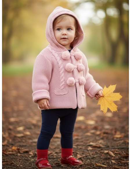 550.2 ROSA PALO ABRIGO DE PUNTO CON CAPUCHA MARCA BABY FASHION