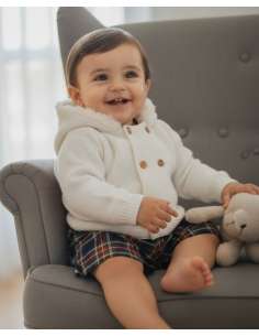 550.12 BEIGE ABRIGO DE PUNTO CON CAPUCHA