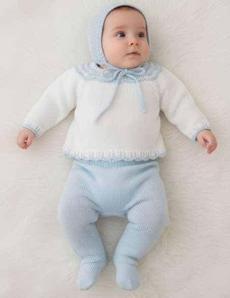 029611 CONJUNTO DE BEBE EN HILO CELESTE DIVERCHIC