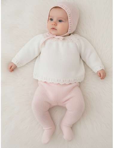 029611 BABY SET IN PERLE THREAD PINK DIVERCHIC