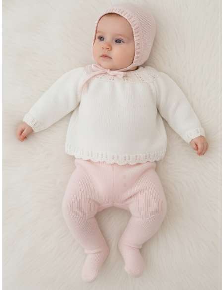 029611 BABY SET IN PERLE THREAD PINK DIVERCHIC