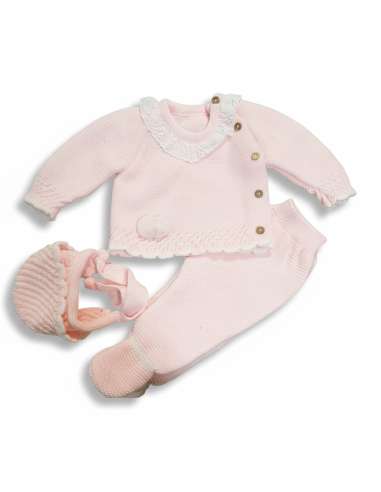 27110 PINK WOOL BABY SET BRAND GLORY