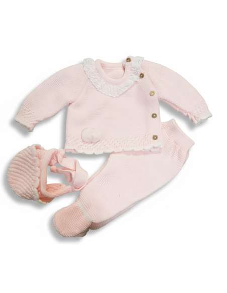 27110 PINK WOOL BABY SET BRAND GLORY