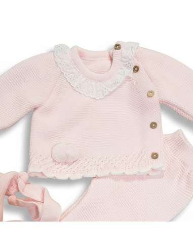 27110 PINK WOOL BABY SET BRAND GLORY