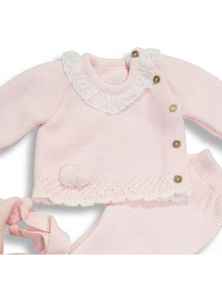 27110 PINK WOOL BABY SET BRAND GLORY