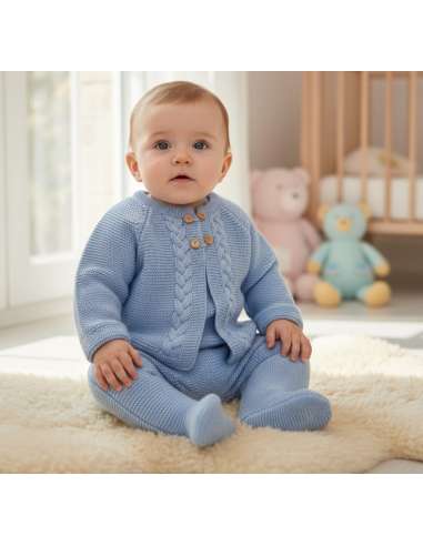 C5046 CELESTE CONJUNTO BEBE LANA MARCA PELOTTAS