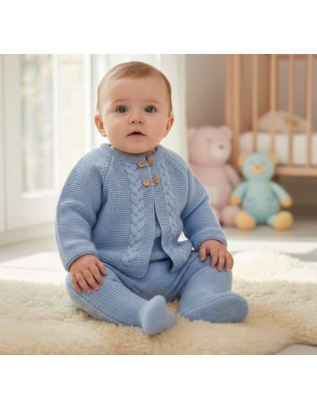 C5046 BLUE WOOL BABY SET BRAND PELOTTAS