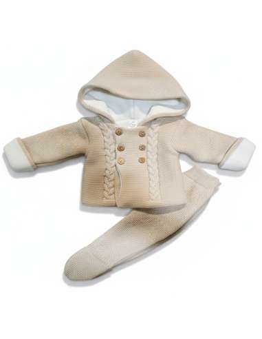 C7017 BEIGE CONJUNTO BEBE LANA MARCA PELOTTAS