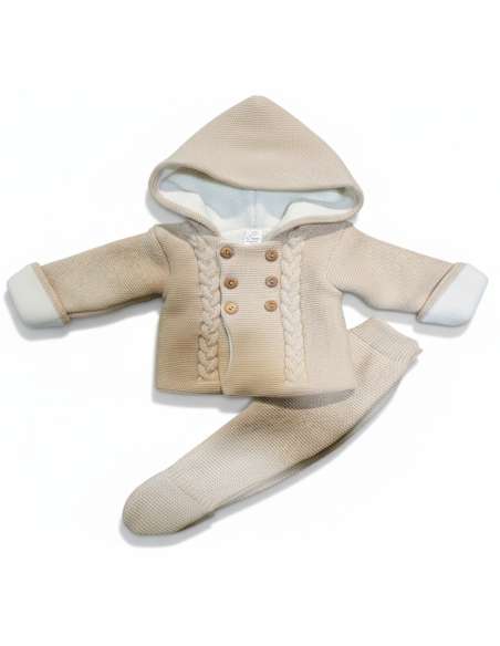 C7017 BEIGE CONJUNTO BEBE LANA MARCA PELOTTAS