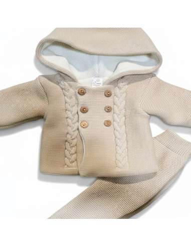 C7017 BEIGE  WOOL BABY SET BRAND PELOTTAS