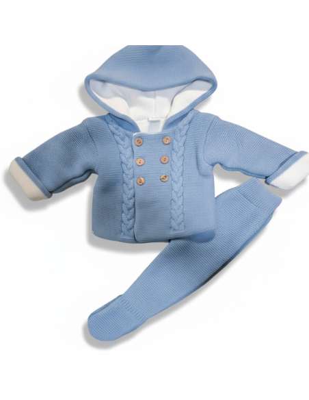 C7017 BLUE WOOL BABY SET BRAND PELOTTAS