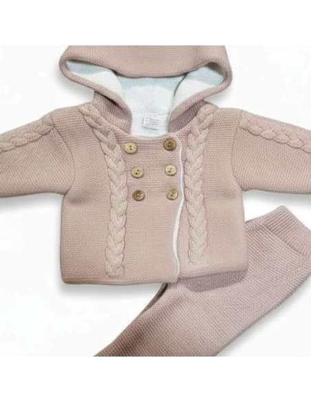 C7017 ROSA PALO CONJUNTO BEBE LANA MARCA PELOTTAS