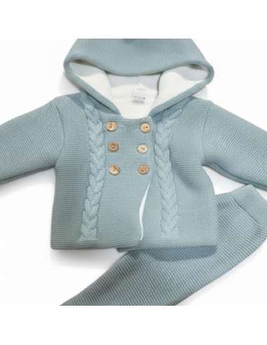 C7017 GREEN WOOL BABY SET BRAND PELOTTAS
