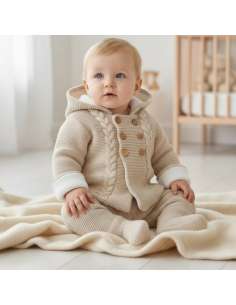 C7017 BEIGE  WOOL BABY SET BRAND PELOTTAS