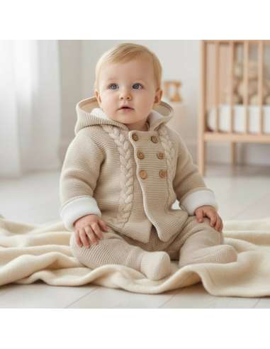C7017 BEIGE  WOOL BABY SET BRAND PELOTTAS