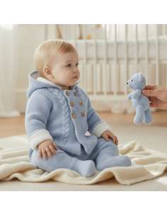 C7017 AZUL CONJUNTO BEBE LANA MARCA PELOTTAS