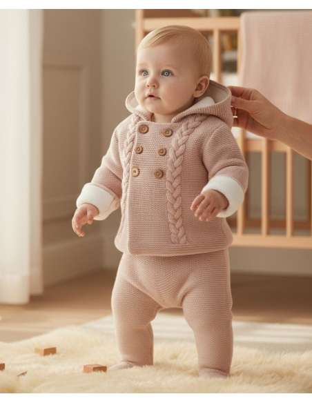 C7017 ROSA PALO CONJUNTO BEBE LANA MARCA PELOTTAS