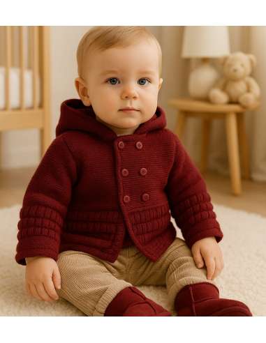 100308 GARNET KNITTED COAT WITH HOOD BRAND ALMA