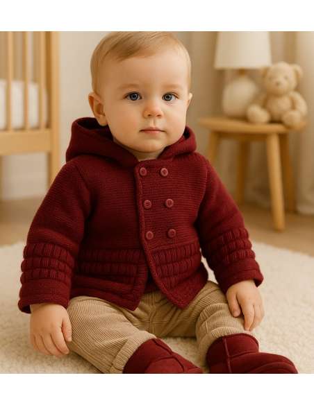 100308 GARNET KNITTED COAT WITH HOOD BRAND ALMA