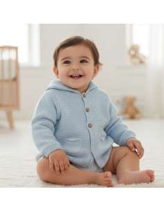 9175 CELESTE  BEBE LANA CON CAPUCHA MARCA DIVERCHIC