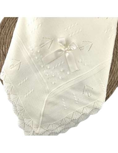 101720 BEIGE KNITTED BABY SHAWL BRAND ALMA