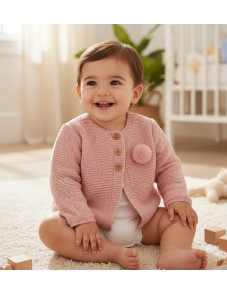 4749 ROSA PALO CHAQUETA DE LANA PARA BEBE MARCA CAPRIBEBE