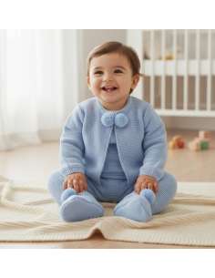 C7050 AZUL CONJUNTO BEBE LANA MARCA PELOTTAS