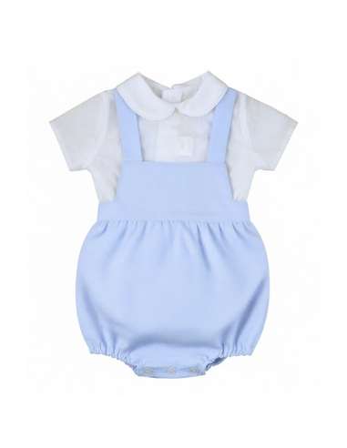 026220 Baby Boy Romper Set with Sky Blue Blouse