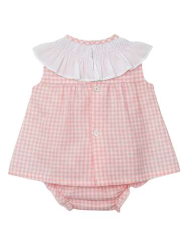 026143 PINK BABY DRESS WITH KNICKERS