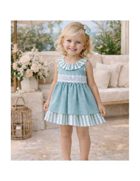 026546 GREEN CHILDREN'S DRESS. BABY FERR