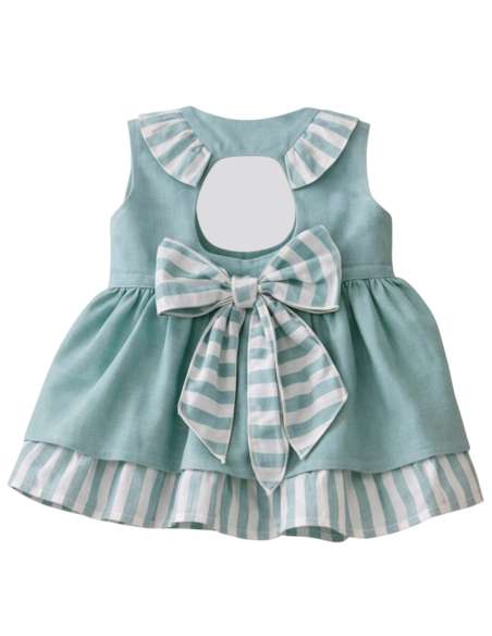 026546 GREEN CHILDREN'S DRESS. BABY FERR
