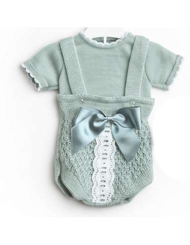 3104 GREEN 2-piece knitted baby set BRAND...