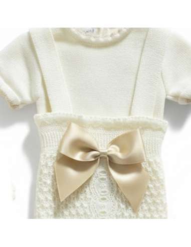 3104 BEIGE Conjunto de punto para bebé 2 piezas...