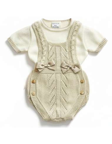 3105 BEIGE 2-piece knitted baby set BRAND...