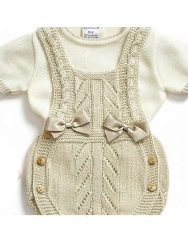 3105 BEIGE 2-piece knitted baby set BRAND...