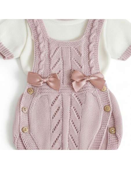 3105 PINK 2-piece knitted baby set BRAND MYBABYCHIC