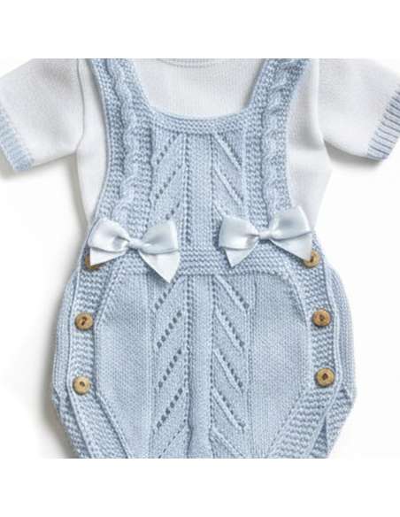 3105 CELESTE Conjunto de punto para bebé 2 piezas marca MYBABYCHIC
