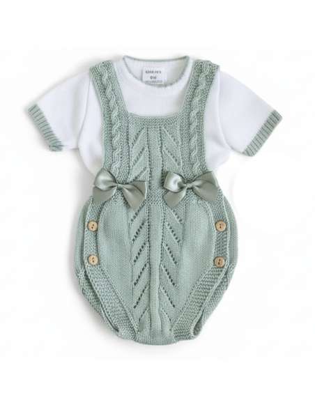 3105 VERDE Conjunto de punto para bebé 2 piezas marca MYBABYCHIC