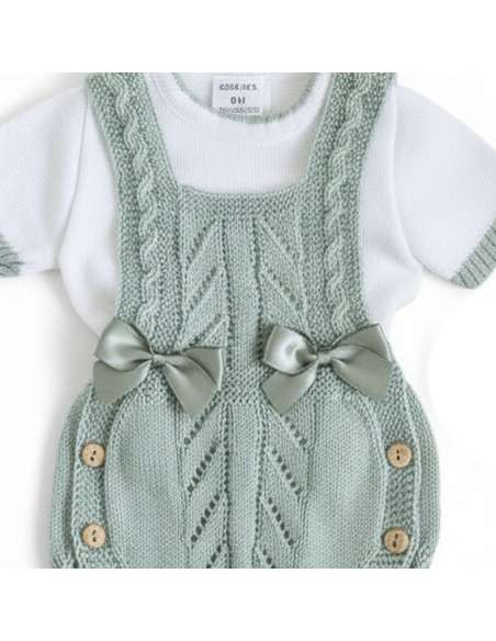 3105 GREEN  2-piece knitted baby set BRAND MYBABYCHIC