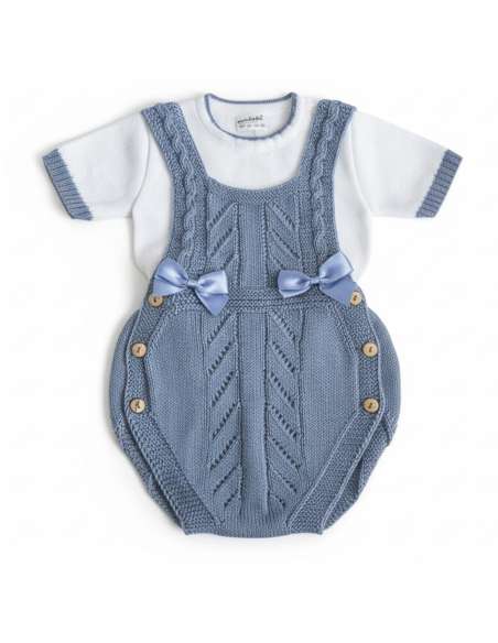 3105 BLUE 2-piece knitted baby set BRAND MYBABYCHIC