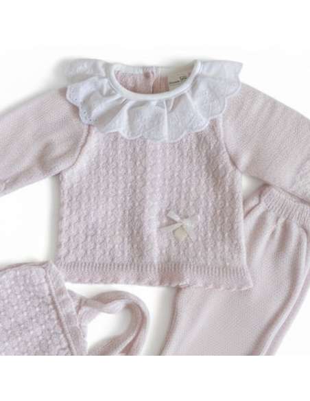 03102R CONJUNTO DE PERLE ROSA PARA BEBE. MYBABYCHIC