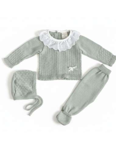03102V  GREEN PERLE BABY SET. MYBABYCHIC