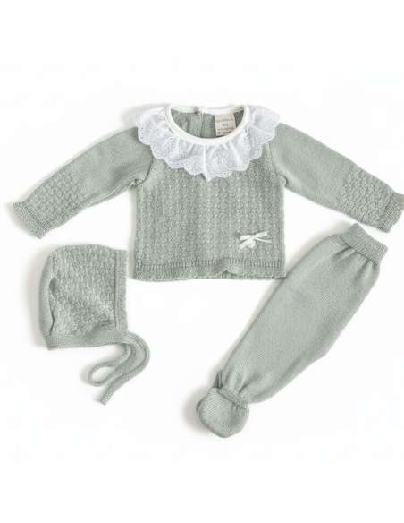 03102V  GREEN PERLE BABY SET. MYBABYCHIC