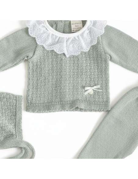 03102V  GREEN PERLE BABY SET. MYBABYCHIC