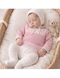 1000034R CONJUNTO BEBE HILO ALMA 3 PIEZAS